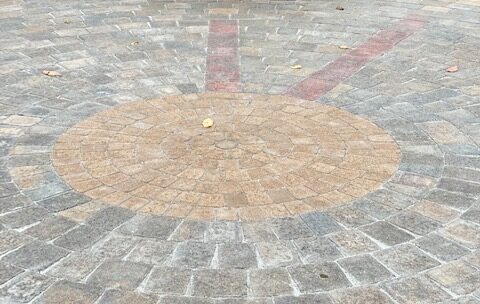Block paving clock face