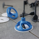 Big Hurricane Tile Spacer Base 3mm & Caps Dark Grey on Tiles