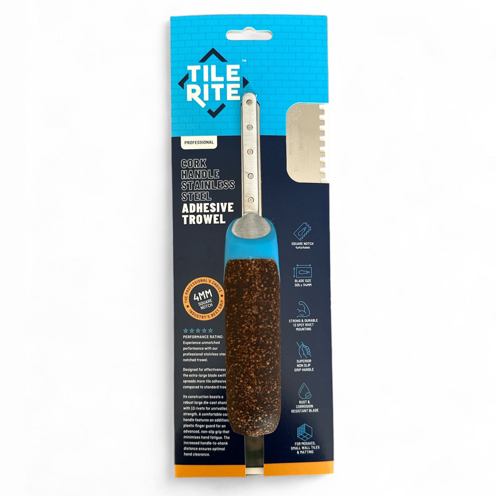 Tile Rite Cork Handle Notched Adhesive Trowel Packaging