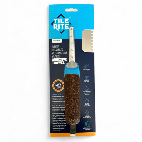 Tile Rite Cork Handle Notched Adhesive Trowel Packaging