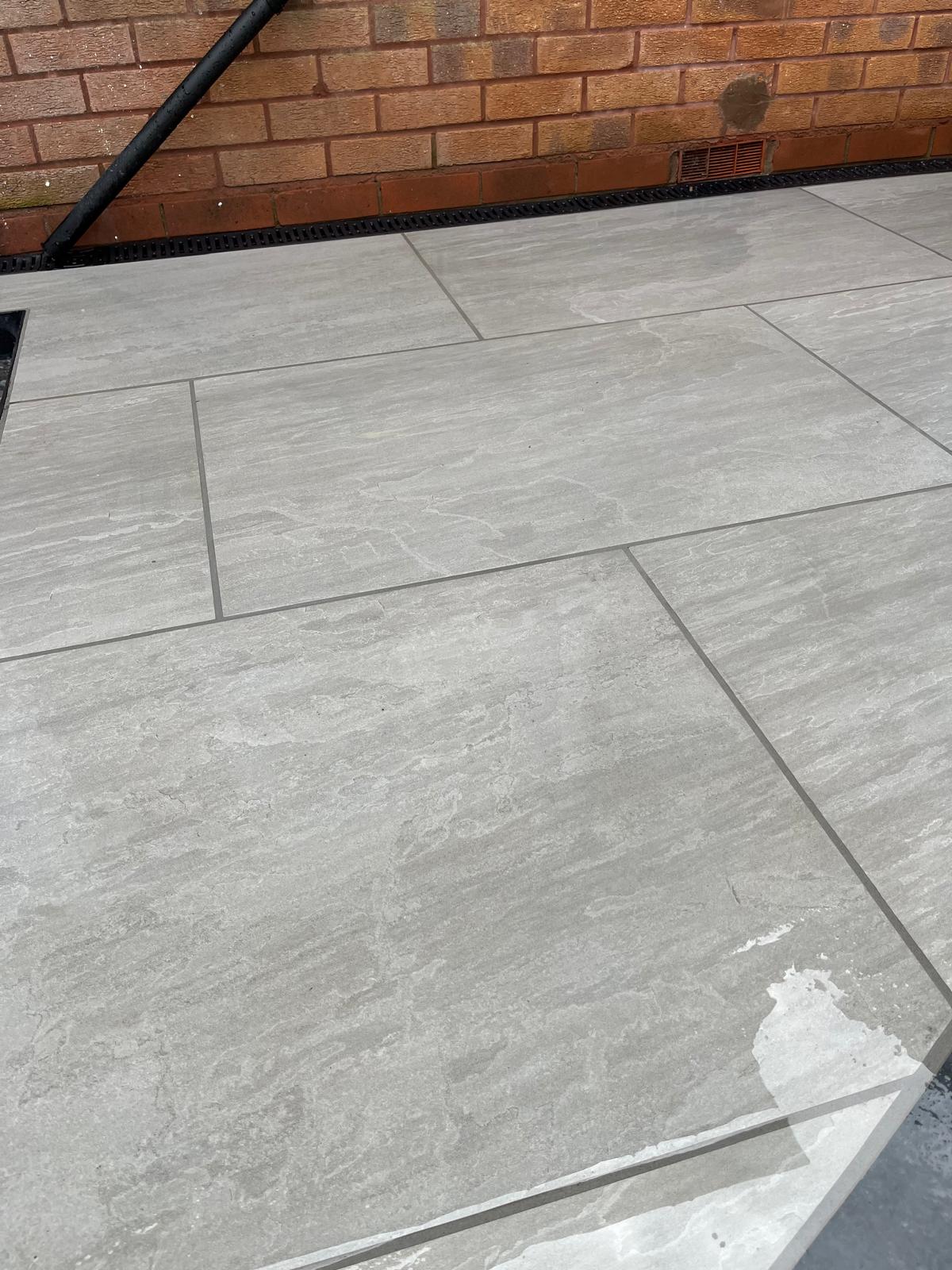 Porcelain patio grouted with Porcelpoint